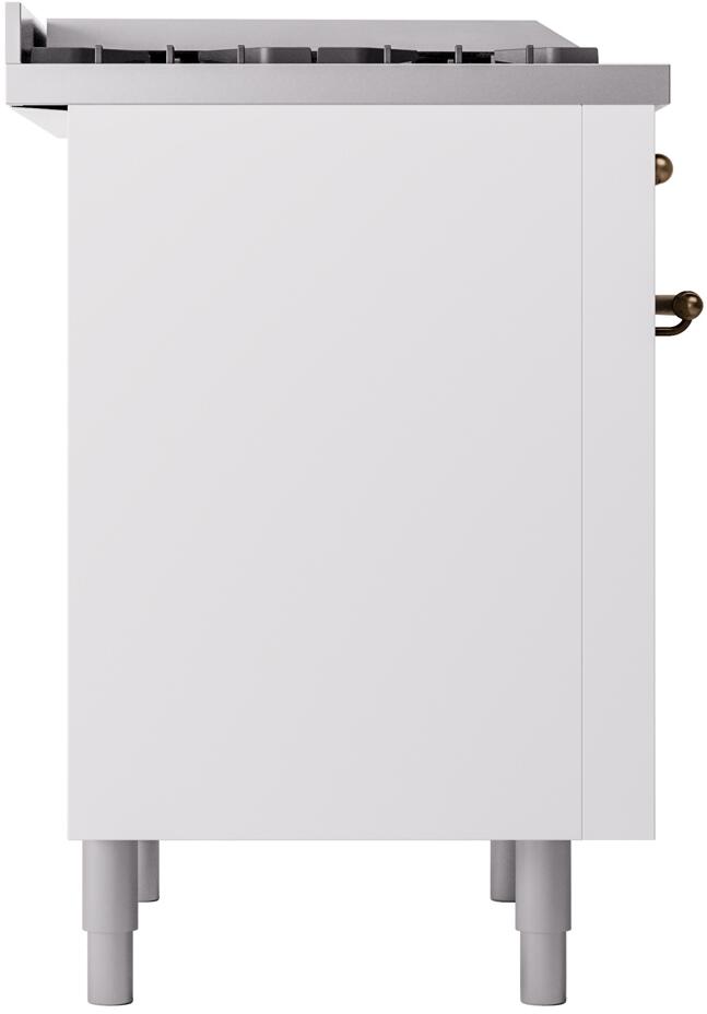 ILVE Nostalgie II 36-Inch Dual Fuel Freestanding Range with Removable Griddle in White with Bronze Trim (UP36FNMPWHB)