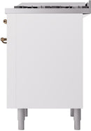 ILVE Nostalgie II 36-Inch Dual Fuel Freestanding Range with Removable Griddle in White with Bronze Trim (UP36FNMPWHB)