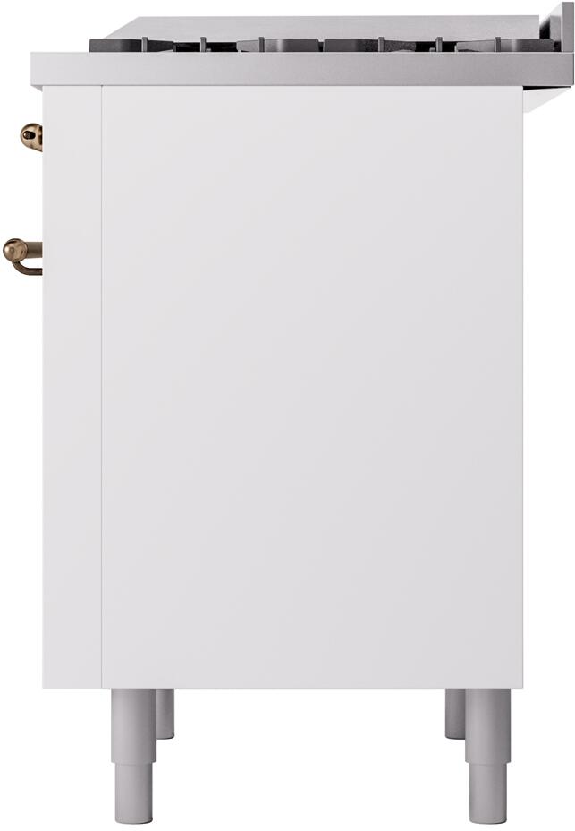 ILVE Nostalgie II 36-Inch Dual Fuel Freestanding Range with Removable Griddle in White with Bronze Trim (UP36FNMPWHB)