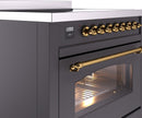 ILVE Nostalgie II 36-Inch Limited Edition Induction Range in Matte Graphite with Brass Trim (UPI366NMPMGG-LE)