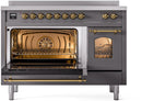 ILVE Nostalgie II 48-Inch Limited Edition Induction Range in Matte Graphite with Brass Trim (UPI486NMPMGG-LE)