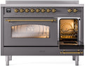 ILVE Nostalgie II 48-Inch Limited Edition Induction Range in Matte Graphite with Brass Trim (UPI486NMPMGG-LE)