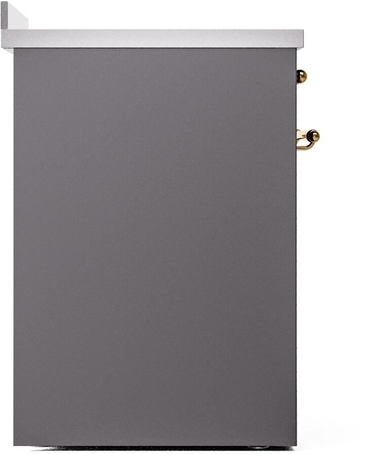 ILVE Nostalgie II 30-Inch Freestanding Electric Induction Range in Matte Graphite with Brass Trim (UPI304NMPMGG)