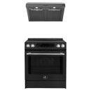 Forno Espresso 2-Piece Appliance Package - 30-Inch Donatello Induction Range and Under Cabinet Range Hood in Black with Stainless Steel Trim
