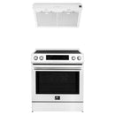 Forno Espresso 2-Piece Appliance Package - 30-Inch Donatello Induction Range and Under Cabinet Range Hood in White with Stainless Steel Trim