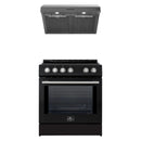 Forno 2-Piece Appliance Package - 30-Inch Leonardo Espresso Induction Range, and Under Cabinet Range Hood in Black with Stainless Steel Trim
