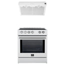 Forno 2-Piece Appliance Package - 30-Inch Leonardo Espresso Induction Range, and Under Cabinet Range Hood in White with Stainless Steel Trim