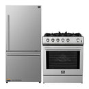 Forno 2-Piece Appliance Package - 30-Inch Gas Range & Refrigerator in Stainless Steel