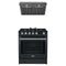 Forno 2-Piece Appliance Package - 30-Inch Leonardo Espresso Gas Range & Under Cabinet Range Hood in Black with Stainless Steel Trim