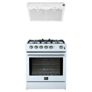 Forno 2-Piece Appliance Package - 30-Inch Leonardo Espresso Gas Range & Under Cabinet Range Hood in White with Stainless Steel Trim