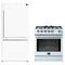 Forno 2-Piece Appliance Package - 30-Inch Gas Range & Refrigerator in White with Antique Brass Trim