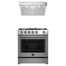 Forno 2-Piece Appliance Package - 30-Inch Gas Range & Under Cabinet Range Hood in Stainless Steel