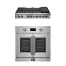 Forno 2-Piece Appliance Package - 48-Inch Spezia Gas Rangetop & 30-Inch French Wall Oven in Stainless Steel