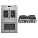 Forno 2-Piece Appliance Package - 36-Inch Spezia Gas Rangetop & 30-Inch French Door Double Wall Oven in Stainless Steel