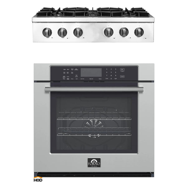 Forno 2-Piece Appliance Package - 36-Inch Lseo Gas Rangetop & 30-Inch Wall Oven in Stainless Steel