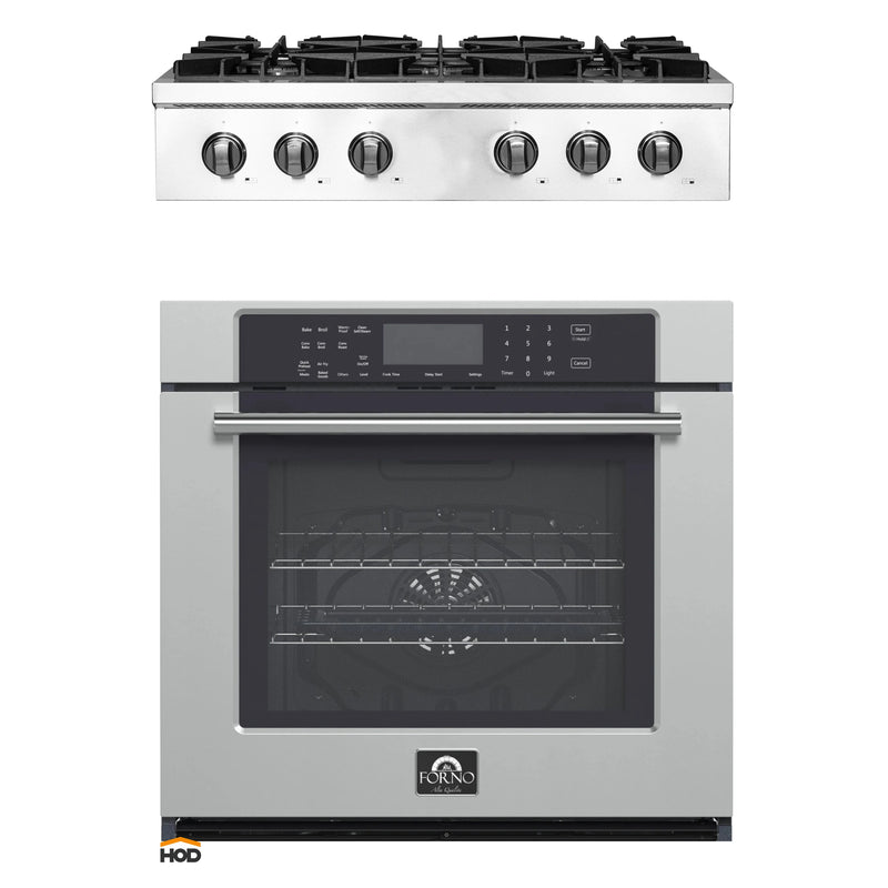 Forno 2-Piece Appliance Package - 36-Inch Lseo Gas Rangetop & 30-Inch Wall Oven in Stainless Steel