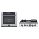 Forno 2-Piece Appliance Package - 30-Inch Spezia Gas Rangetop & Villarosa Electric Wall Oven in Stainless Steel