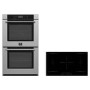 Forno 2-Piece Appliance Package - 36-Inch Ornonzo Induction Cooktop & Villarosa Double Electric Wall Oven in Stainless Steel