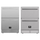 Forno 2-piece Appliance Package - 24-Inch Built-In Indoor/Outdoor Drawer Freezer and 24-Inch Drawer Refrigerator in Stainless Steel