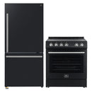 Forno 2-Piece Appliance Package - 30-Inch Espresso Electric Range & 31-Inch Refrigerator/Bottom Freezer in Black with Stainless Steel Handle