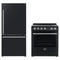 Forno 2-Piece Appliance Package - 30-Inch Espresso Electric Range & 31-Inch Refrigerator/Bottom Freezer in Black with Stainless Steel Handle