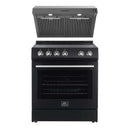 Forno 2-Piece Appliance Package - 30-Inch Espresso Electric Range & Under Cabinet Range Hood in Black with Antique Brass Handle
