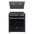 Forno 2-Piece Appliance Package - 30-Inch Espresso Electric Range & Under Cabinet Range Hood in Black with Stainless Steel Handle