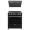 Forno 2-Piece Appliance Package - 30-Inch Espresso Electric Range & Under Cabinet Range Hood in Black with Antique Brass Handle
