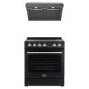 Forno 2-Piece Appliance Package - 30-Inch Espresso Electric Range & Under Cabinet Range Hood in Black with Stainless Steel Handle