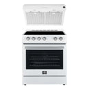 Forno 2-Piece Appliance Package - 30-Inch Espresso Electric Range & Under Cabinet Range Hood in White with Antique Brass Handle