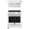 Forno 2-Piece Appliance Package - 30-Inch Espresso Electric Range & Under Cabinet Range Hood in White with Antique Brass Handle