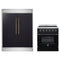 Forno 2-Piece Appliance Package - 30-Inch Electric Range & 60-Inch Refrigerator in Black with Antique Brass Handle