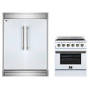 Forno 2-Piece Appliance Package - 30-Inch Electric Range & 60-Inch Refrigerator in White with Antique Brass Handle