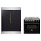Forno 2-Piece Appliance Package - 36-Inch Electric Range & 60-Inch Refrigerator in Black with Antique Brass Handle