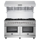 Forno 2-Piece Appliance Package - 60-Inch Dual Fuel Range and Wall Mount Range Hood in Stainless Steel