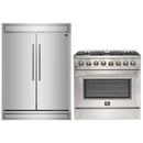 Forno 2-Piece Appliance Package - 36-Inch Dual Fuel Range and 60-Inch Built-In Refrigerator in Stainless Steel