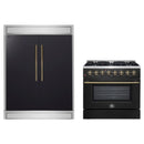Forno 2-Piece Appliance Package - 36-Inch Dual Fuel Range & 60-Inch Refrigerator in Black with Antique Brass Handle