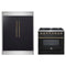 Forno 2-Piece Appliance Package - 36-Inch Dual Fuel Range & 60-Inch Refrigerator in Black with Antique Brass Handle