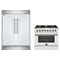 Forno 2-Piece Appliance Package - 36-Inch Dual Fuel Range & 60-Inch Refrigerator in White with Antique Brass Handle