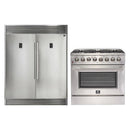 Forno 2-Piece Appliance Package - 36-Inch Dual Fuel Range  & 60-Inch Pro-Style Refrigerator in Stainless Steel