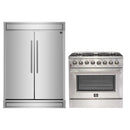 Forno 2-Piece Appliance Package - 36-Inch Dual Fuel Range  & 60-Inch Pro-Style Refrigerator in Stainless Steel
