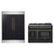Forno 2-Piece Appliance Package - 48-Inch Dual Fuel Range & 60-Inch Refrigerator in Black with Antique Brass Handle