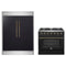 Forno 2-Piece Appliance Package - 36-Inch Gas Range & 60-Inch Refrigerator in Black with Antique Brass Handle
