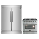 Forno 2-Piece Appliance Package - 36-Inch Gas Range  & 60-Inch Pro-Style Refrigerator in Stainless Steel