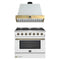 Forno Galiano 2-Piece Appliance Package - 36-Inch Gas Range & 36-Inch Wall Mount Range Hood in White with Antique Brass Trim