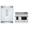 Forno 2-Piece Appliance Package - 48-Inch Gas Range & 60-Inch Refrigerator in White with Antique Brass Handle