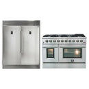 Forno 2-Piece Appliance Package -48-Inch GalianoGas Range & 60-Inch Refrigerator in Stainless Steel