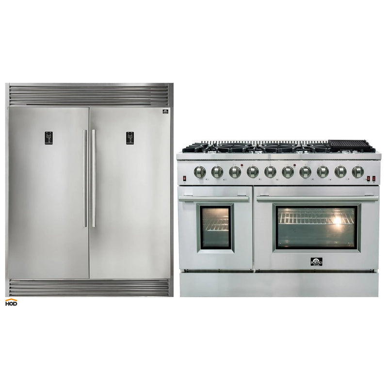 Forno 2-Piece Appliance Package -48-Inch GalianoGas Range & 60-Inch Refrigerator in Stainless Steel