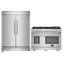 Forno 2-Piece Appliance Package - 48-Inch Capriasca Gas Range & Built-In Refrigerator in Stainless Steel