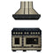 Forno 2-Piece Appliance Package - 48-Inch Gas Range & Wall Mount Range Hood in Black with Antique Brass Handle